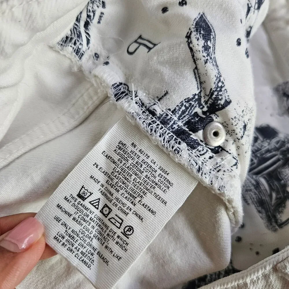 Anthropologie Pilcro Stet Floral Cutout Cropped Jeans Womens 32 White - Picture 4 of 11